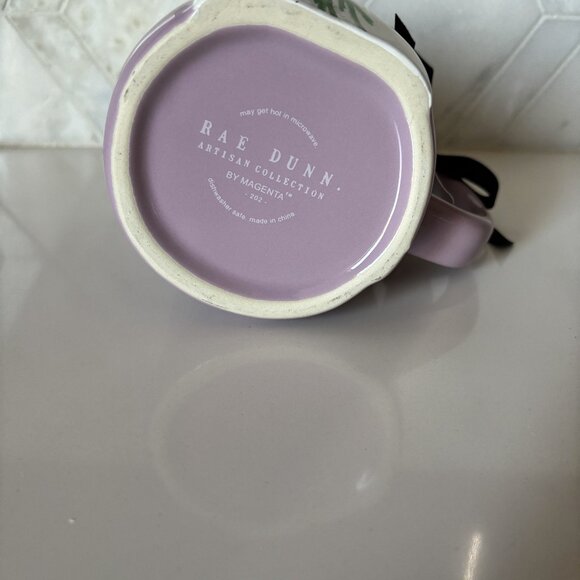 Rae Dunn Hey Boo Ghost Mug Flowers Purple Pink Magenta New Halloween - Picture 7 of 10